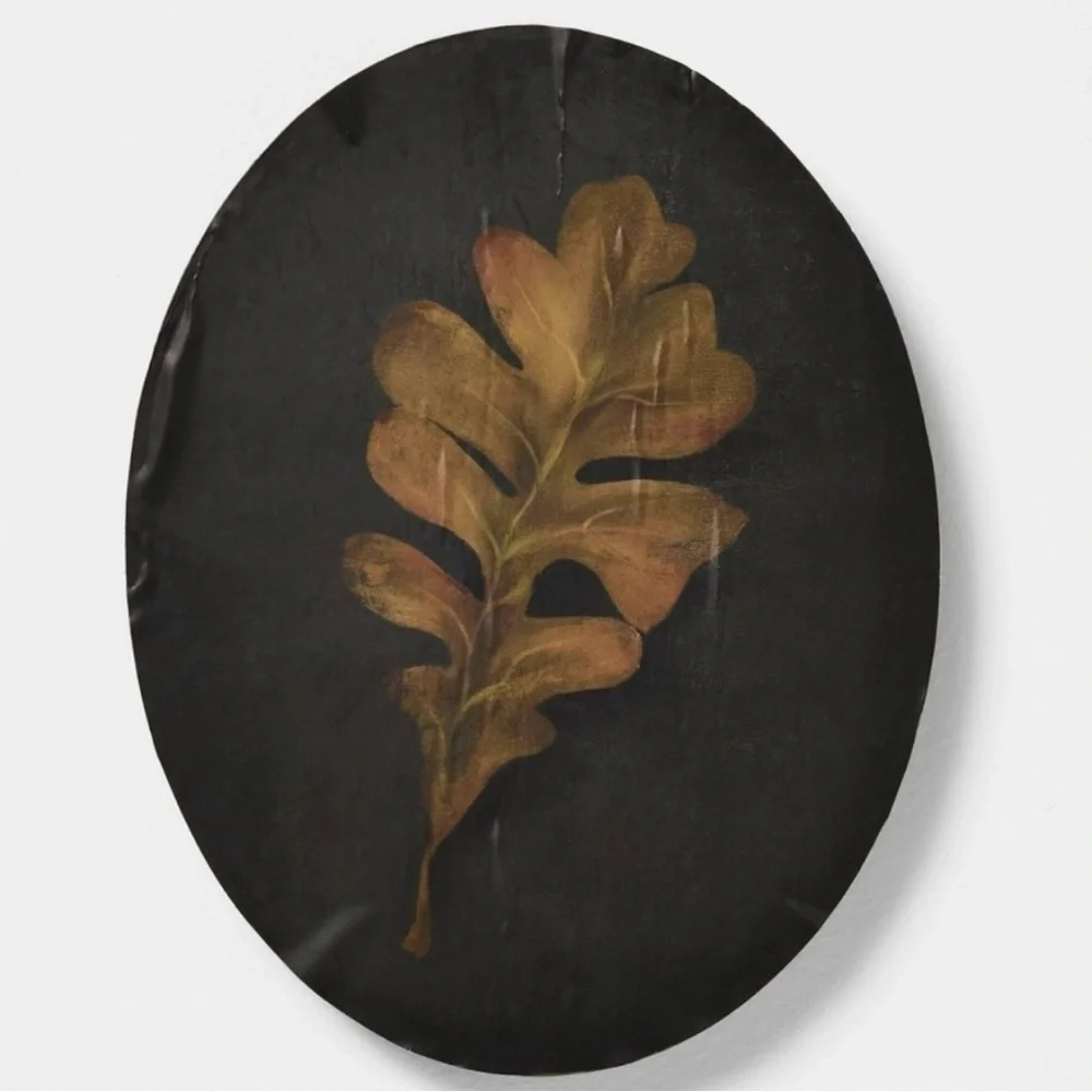 Studio McGee Threshold Leaf Painted Board Wall Art Fall Moody Autumn Wood Leaves